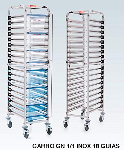CARRO INOX GASTRONORM 1/1-18 Guias