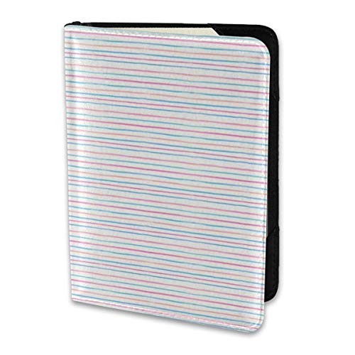 Cartera de la Cubierta del Tenedor del Pasaporte de Las Rayas horizontales de Color, Protector del Organizador del Pasaporte del Viaje del Estuche de la Tarjeta de Bloqueo RFID