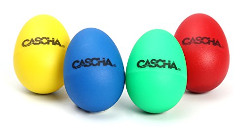 CASCHA HH 2003 Juguetes musicales de percusión, maracas de huevo, 4 piezas (rojo, azul, amarillo, verde) para percusión y educación musical temprana