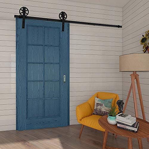 CCJH 183CM/6FT Herraje para Puerta Corredera Kit de Accesorios riel, Guía de suelo ajustable