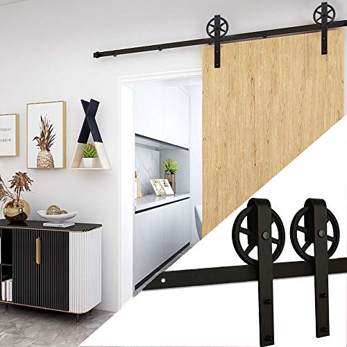 CCJH 183CM/6FT Herraje para Puerta Corredera Kit de Accesorios riel, Guía de suelo ajustable