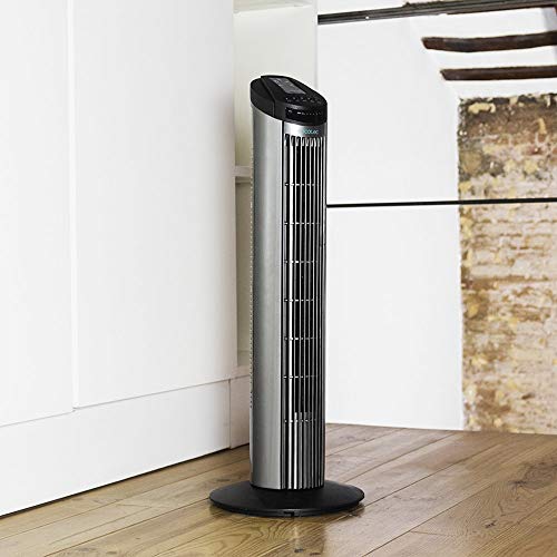 Cecotec EnergySilence 890 Skyline Ventilador de Torre Digital, 3 Velocidades, 3 Modos, Temporizador 7.5h, Silencioso, Motor de Cobre, Color Blanco, 50 W, Negro