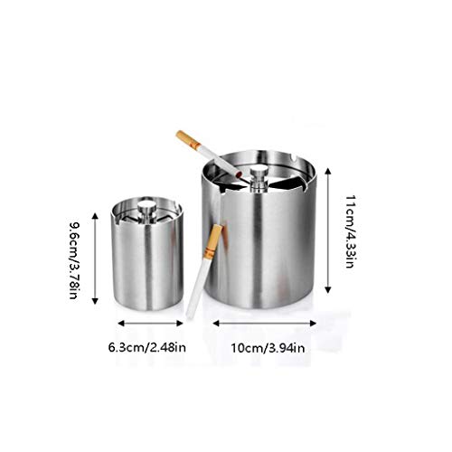 Cenicero 1 unid Metal portátil Mini Acero Inoxidable Bote de Basura Papelera cenicero Caja de Cigarrillos for Oficina hogar Restaurante Hotel Coche Interior de la casa (Color : Chrome, tamaño : S)
