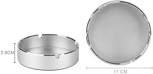 Cenicero Cenicero redondo portátil Novedad Cenicero de mesa moderno de acero inoxidable para oficina y hogar Hotel Restaurante Interior al aire libre (Plata)