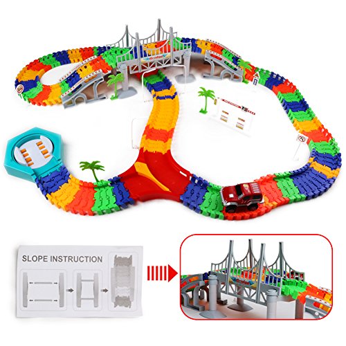 C&F Coches de Juguetes - Circuito Coches Juguete Pista de Coche Eléctrico DIY Conjunto de Juguetes Niños 3 Años 4 Años 5 Años 6 Años (192 Piezas)