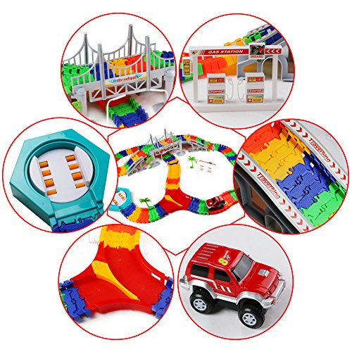 C&F Coches de Juguetes - Circuito Coches Juguete Pista de Coche Eléctrico DIY Conjunto de Juguetes Niños 3 Años 4 Años 5 Años 6 Años (192 Piezas)