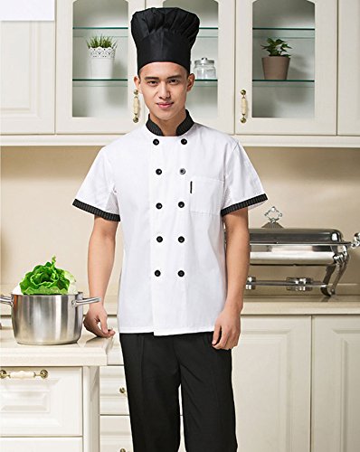 Chaqueta de Chef Cocina Uniforme Manga Corta Blanco