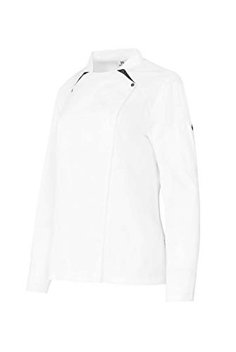 Chaquetilla Cocinera Mujer de Manga Larga con Corchetes. Ropa Cocina/Hostelería. Color Blanco. Talla M. Ref: 4127