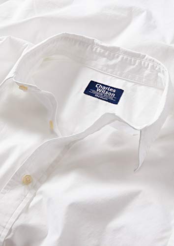Charles Wilson Camisa Manga Larga Popelina Lisa para Hombre (XXX-Large, White)