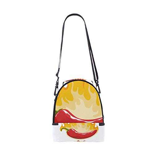 Chill Red Picante Pimienta Portátil Escuela Hombro Tote Bolsa de Almuerzo Bolso Niños Doble Caja de Almuerzo Reutilizable Aislador Enfriador Para Mujeres Estudiante Viaje al aire libre