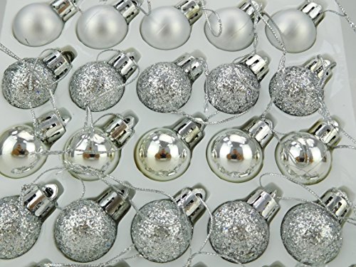Christmas Concepts Pack de 25 Brillante, Mate y Brillo Mini árbol de Navidad de Las chucherías (Plata)