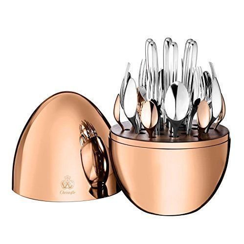 Christofle - Cubertería para 6 personas (24 piezas, chapado en plata y oro rosa)