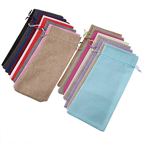 CHUJIANo Tejido 12pcs nuevos duraderos de Vino Tela Bolsas Botella de Vino Rojo de Cristal Bolsa de Viaje de Bodas Regalo de la Bolsa Reutilizable de Accesorios de Vino (Color : Light Yellow)