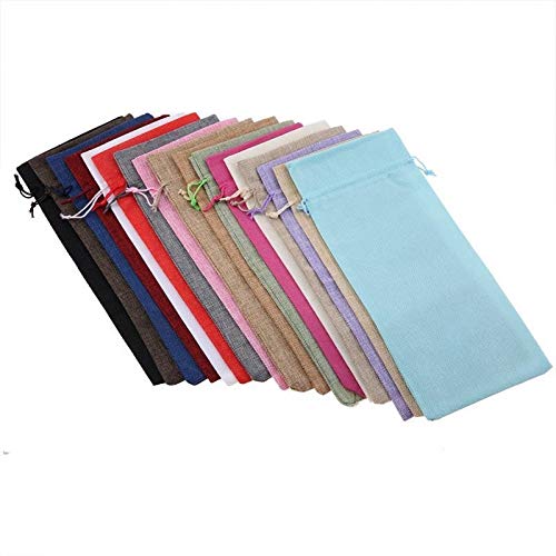 CHUJIANo Tejido 12pcs nuevos duraderos de Vino Tela Bolsas Botella de Vino Rojo de Cristal Bolsa de Viaje de Bodas Regalo de la Bolsa Reutilizable de Accesorios de Vino (Color : Light Yellow)