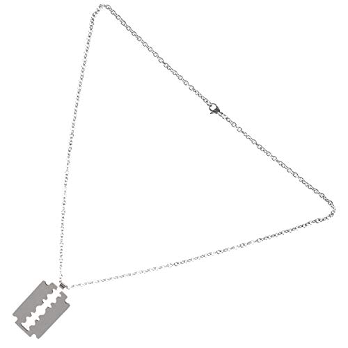 Cikuso Acero Inoxidable Colgante Collar Plata Cuchilla Navaja Punk Roca Hombre,Cadena 58cm