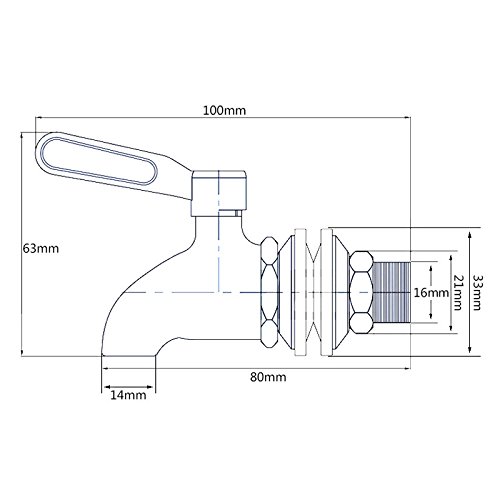 Cikuso Grifo Llave de Acero Inoxidable Grifo de Cerveza de Barril para casa fermentador de Cerveza Dispensador de Jugo Cerveza de Barril Vino Barrilete de Nevera de Bebida