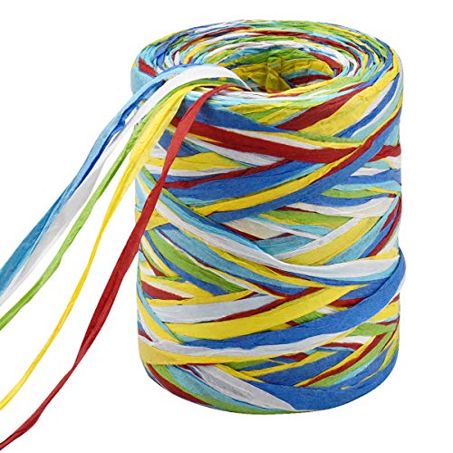 Cinta de Papel de Rafia para Envoltura de Regalos, 2 Rollos 174 Yardas Cinta de Rizado, Cadena de Rizado de Color para Decoración de Arte DIY