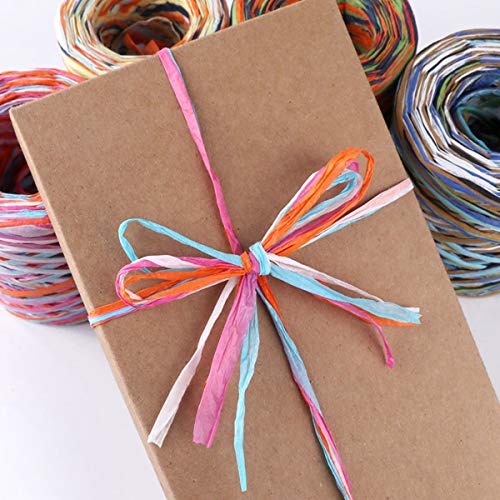 Cinta de Papel de Rafia para Envoltura de Regalos, 2 Rollos 174 Yardas Cinta de Rizado, Cadena de Rizado de Color para Decoración de Arte DIY