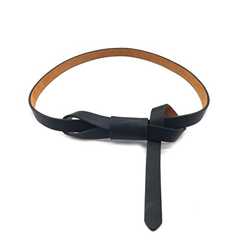Cinturones de piel ajustables, para mujer, modernos, finos, minimalista, 7 colores Negro Negro ( Cintura 26-29"