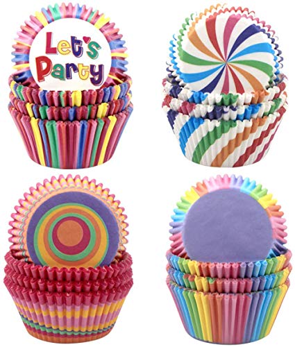 CLKJCAR 400 Unidades Papel para Cupcakes,Rainbow Papel para Magdalenas, Moldes Magdalenas,Molde de Pastel de Muffins para Hornear Pastel Tarta Cumpleaños Bodas Fiesta