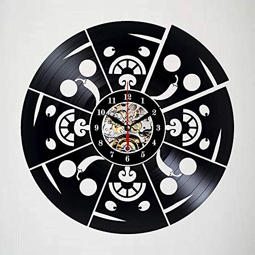 CNLSZM Creative Pizza Vintage Wall Clock Diseño Moderno CD Vinyl Record Reloj Decorativo 3D para Decoración del Hogar No Led