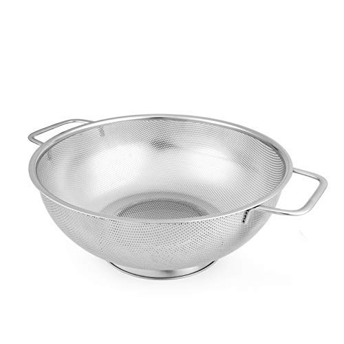 Colador fino de acero inoxidable para cocina y colador de cocina medio - Colador colador para cocinas y colador de arroz y quinoa. Malla fina con asas y base sólida. Diámetro 22,5 cm