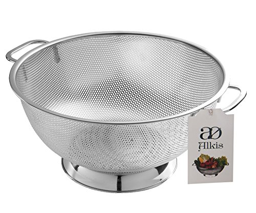 Colador fino de acero inoxidable para cocina y colador de cocina medio - Colador colador para cocinas y colador de arroz y quinoa. Malla fina con asas y base sólida. Diámetro 22,5 cm