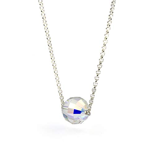 Collar de plata de ley Bola Aurora Boreal con Cristal Swarovski (Plata)