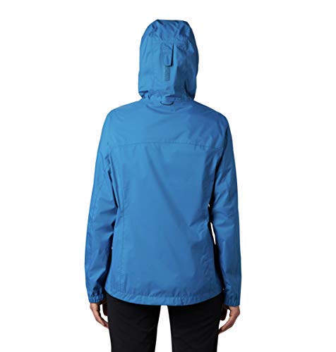 Columbia Chaqueta de evaporación para mujer, impermeable, transpirable, piscina oscura/cremallera azul estática, tamaño mediano