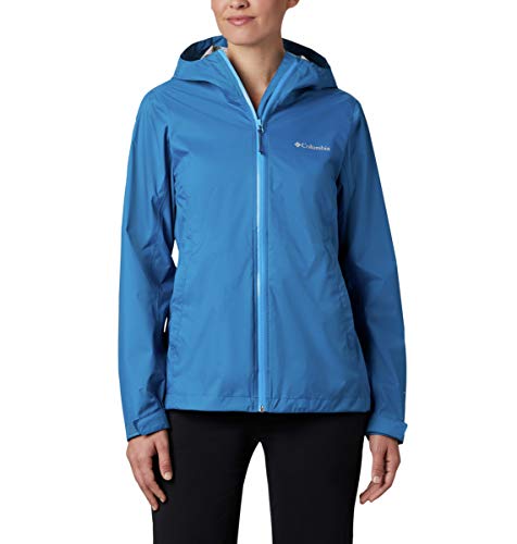 Columbia Chaqueta de evaporación para mujer, impermeable, transpirable, piscina oscura/cremallera azul estática, tamaño mediano
