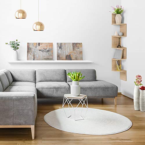 COMIFORT Estantería Rinconera - Librería de Pared para Esquina de Estilo Nórdico, Moderna y Minimalista, con 5 Baldas Robusta y Resistente, de Color Roble Sonoma