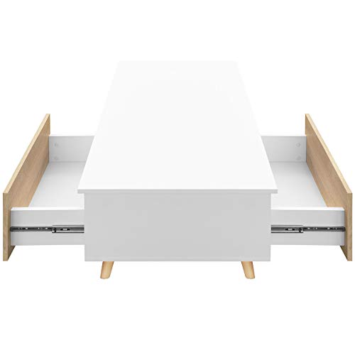 COMIFORT - Mesa De Centro Salón, Comedor Moderna, Colores: Blanco, Roble, Blanca-Roble (Blanco/Sonoma)