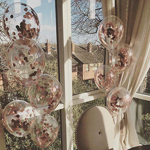 Confetti Balloon Cake Topper Globos de látex para cumpleaños Aniversario de Bodas Fiesta de Bienvenida al bebé Decoración de la Fiesta Paquete de 10 ( Rose Gold)