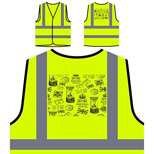 Conjunto de iconos de Royal Mail London Chaqueta de seguridad amarillo personalizado de alta visibilidad u191v