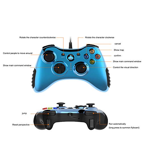 Controlador Con Cable, Tacto Delicado Y Control Potente Diseño Clásico De Botones XBOX Diseño Ergonómico Antideslizante Gamepad, Controlador De Juegos Para PC 360 / BFM / PS3 / Android 4.0 O Superio