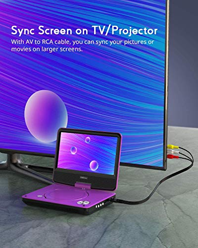 COOAU 11,5 "Reproductor de DVD Portátil con Pantalla giratoria, 5 Horas de Batería Recargable, Soporte USB/SD Card, Reproducción Directa en Formatos MP4/AVI/RMVB/MP3/JPEG