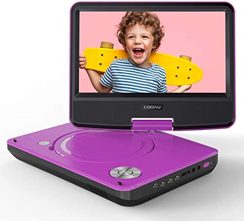 COOAU 11,5 "Reproductor de DVD Portátil con Pantalla giratoria, 5 Horas de Batería Recargable, Soporte USB/SD Card, Reproducción Directa en Formatos MP4/AVI/RMVB/MP3/JPEG