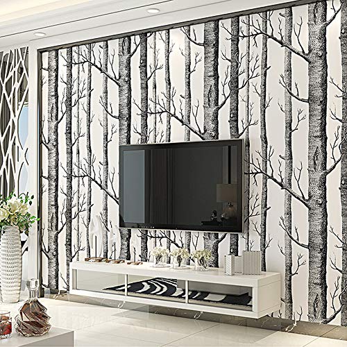 Coomir Papel Pintado del árbol de Abedul Decoración Moderna Rollo de Papel de Pared Bosque Fondos de Madera para la Sala de Estar del Dormitorio