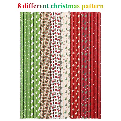 Cooraby 200 pajitas de papel biodegradables para suministros de boda y regalos de fiesta de Navidad Color B