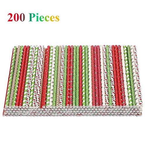 Cooraby 200 pajitas de papel biodegradables para suministros de boda y regalos de fiesta de Navidad Color B