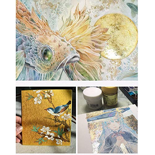 Copos De Lámina De Oro Hoja De Lámina De Oro Metálico Escamas De Imitación Copos De Papel Aluminio Dorado Lámina Oro Para Uñas Para Uñas De Bricolaje Pinturas Manualidades Dorado y Otras Decoraciones