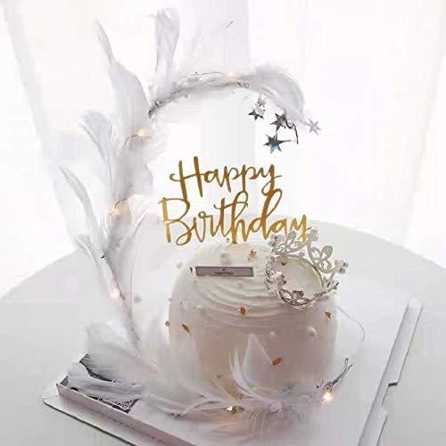 Coriver 12 Pack Happy Birthday Cake Topper, Acrílico Glitter Cupcake Topper para decoraciones de pasteles de cumpleaños (oro, oro rosa, plata, negro * 3)