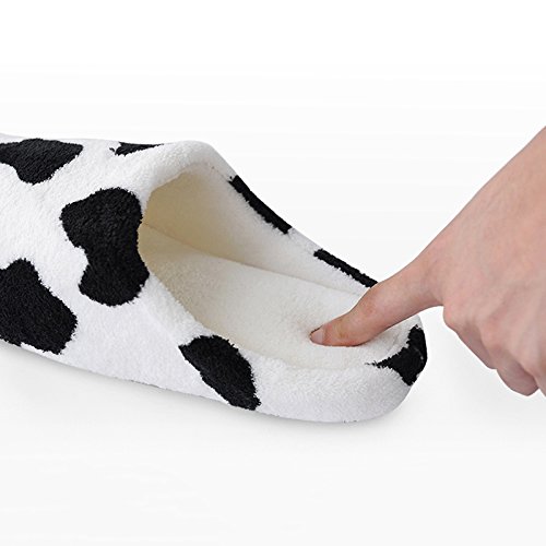 Cosanter Slippers M Mujeres Leche Vacas Spot Flannelette Dormir Zapatos Para Invierno Interior