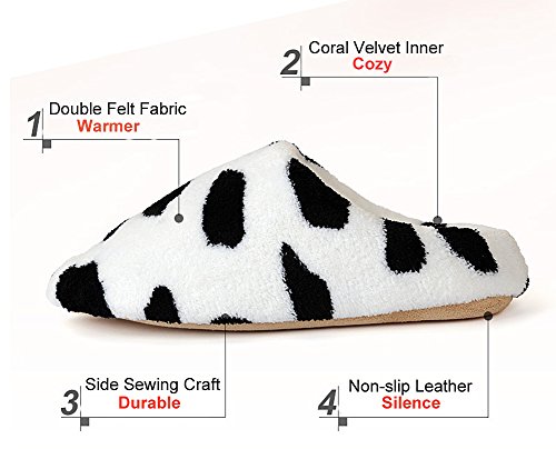 Cosanter Slippers M Mujeres Leche Vacas Spot Flannelette Dormir Zapatos Para Invierno Interior