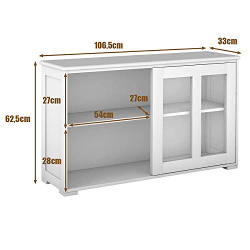 COSTWAY Aparador Cocina Armario de Baño Multiusos Gabinete Lateral con Puertas Correderas (Beige)