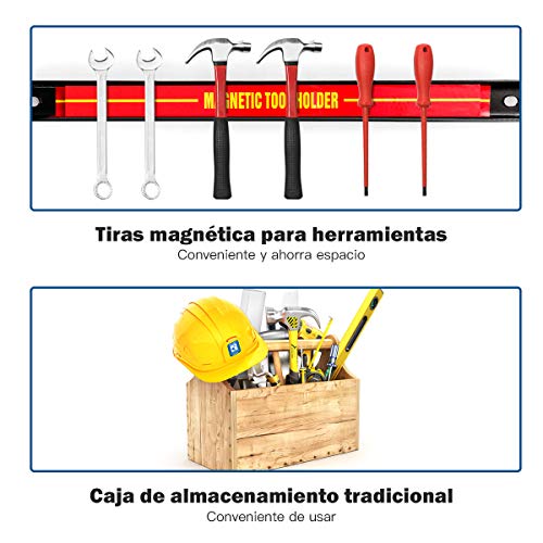 COSTWAY Tiras Magnética para Herramientas Barra de Herramientas Banda Soporte para Garaje Taller (21cm+31cm+46cm)
