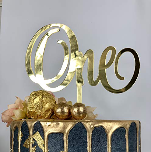 Cotton Candy Party One - Adorno para Tarta (acrílico), diseño de Espejo Dorado