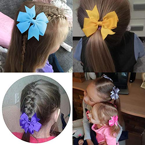 Cozyswan 40PCS Lazos Pelo Niña Color Precioso Pinzas Fuertes Lazos para Pelo (color solo)