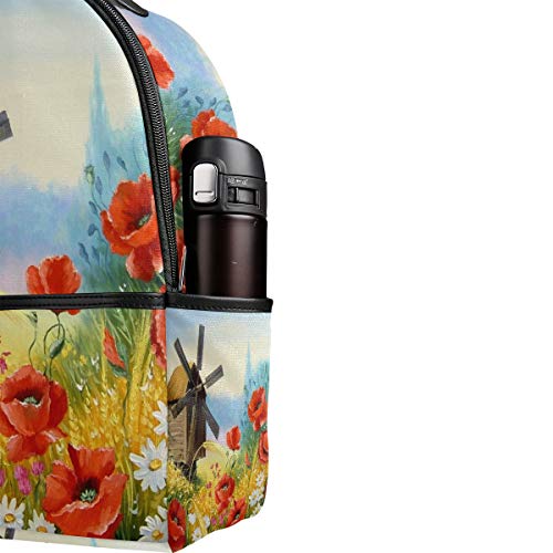 CPYang Mochila Escolar con diseño de Amapola y Hojas de Margaritas, Bolso de Hombro, Casual, Mochila de Viaje para niñas, niños, Mujeres y Hombres