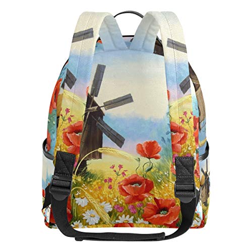 CPYang Mochila Escolar con diseño de Amapola y Hojas de Margaritas, Bolso de Hombro, Casual, Mochila de Viaje para niñas, niños, Mujeres y Hombres